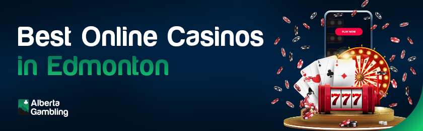 A deck of cards, casino machines and chips along with a mobile phone for the online casinos in Edmonton