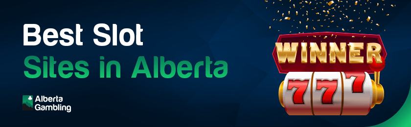A slot machine with a winner logo for the best online slots in Alberta