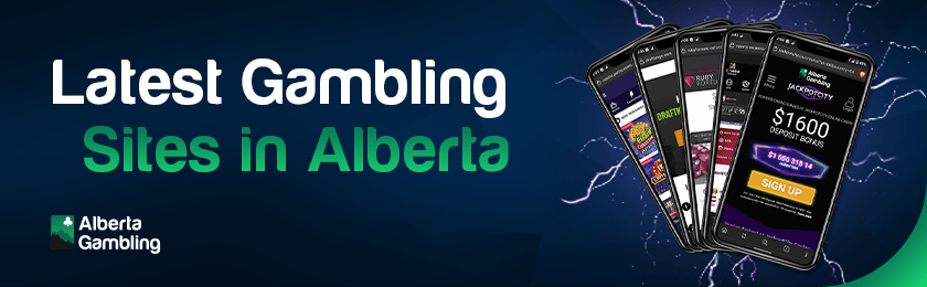 A few mobile phones are browsing different gambling sites in Alberta
