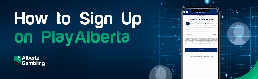 SignUp page of Play Alberta casino on a mobile phone explains how to sign up on Play Alberta