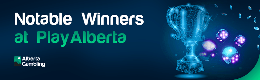 A shiny winner trophy with casino dice for the notable winners at Play Alberta