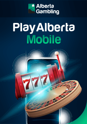 A casino reel and a roulette machine on a mobile phone for Play Alberta mobile app