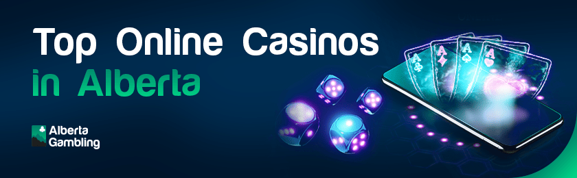 A mobile phone with magical cards and dice for top online casinos in Alberta