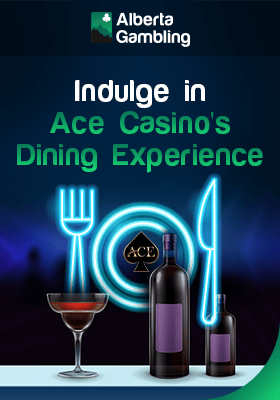 Cutlery and crockery with some fine wine for indulging in Ace casinos dining experience