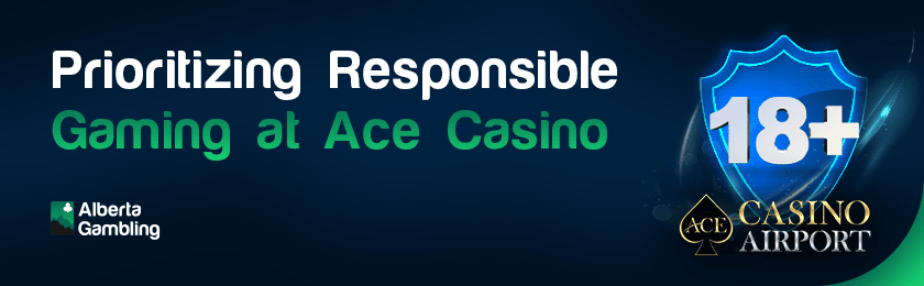 An 18+ logo on a shield for responsible gaming at Ace Casino