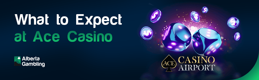 A few glowing dice and coins explains what to expect at Ace casino