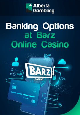 Barz Casino logo in company of a mobile phone, a credit card and a shield around.