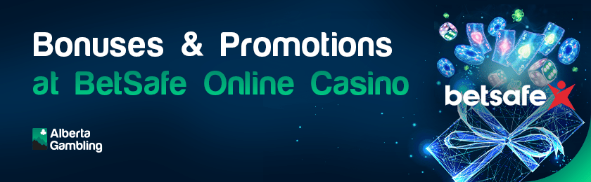 Different gaming items with a casino logo for BetSafe Casino bonuses and promotions