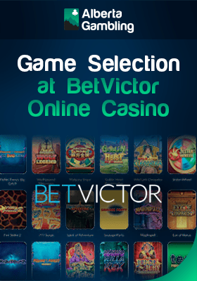 BetVictor Casino gaming library with their logo for different game selection