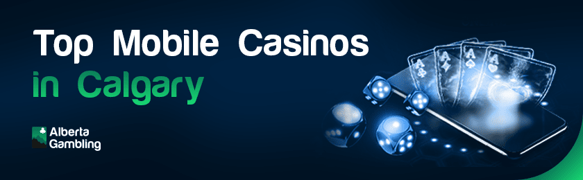 Some playing cards and dices one a mobile phone for mobile casinos in Calgary