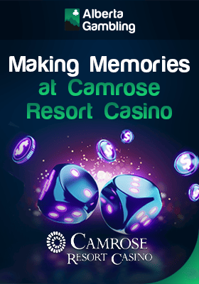 Some glowing dice and coins for making memories at Camrose resort casino