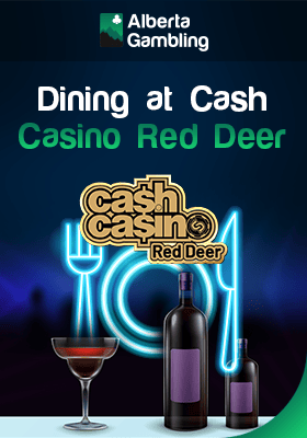 Cutlery and crockery with some fine wine for dining delights at Cash Casino Red Deer