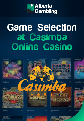 Casimba Casino gaming library with their logo for different game selection