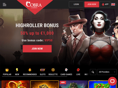 Cobra Casino website
