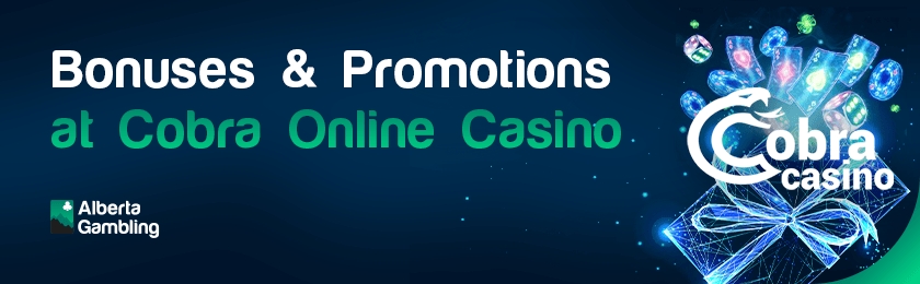 Different casino gaming and bonus items for bonuses and promotions at Cobra online casino