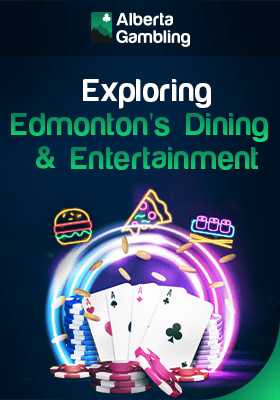Some casino gaming items with the logo of foods for exploring Edmonton's dining & entertainment