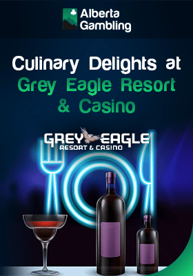 Cutlery and crockery with some fine wine for culinary delights at Grey Eagle Resort & Casino
