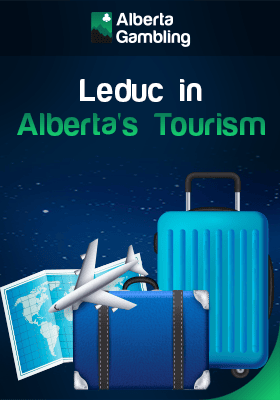 Travel luggage and map for the impact of Leduc in Alberta's tourism