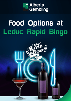 Cutlery and crockery with some fine wine for food options at Leduc Rapid Bingo