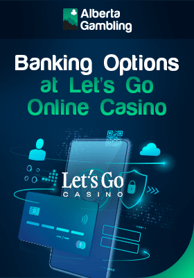 A credit card on a mobile phone with QR code and lock for banking options at Let'sGo online Casino