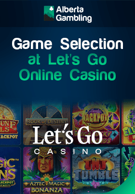 Let'sGo Casino gaming library with their logo for different game selection