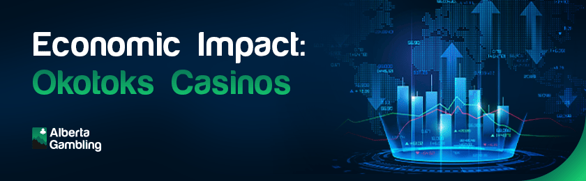 Some infographic bars and charts for the economic impact of Okotoks Casinos