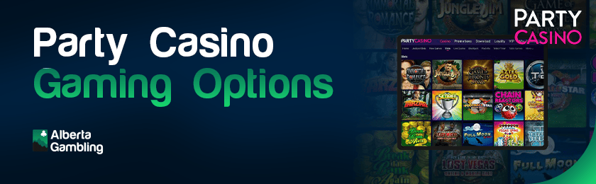 Different types of games in one collection for Party Casino gaming options