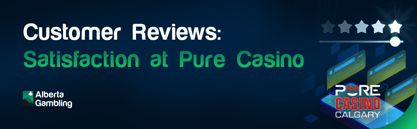 Some review and ratings popped up form a mobile phone for customer reviews satisfaction at Pure Casino