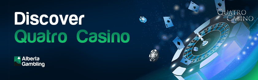 A glowing roulette with some casino gaming items for discovering Quatro Casino