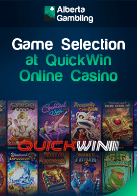 QuickWin Casino gaming library with their logo for different game selection