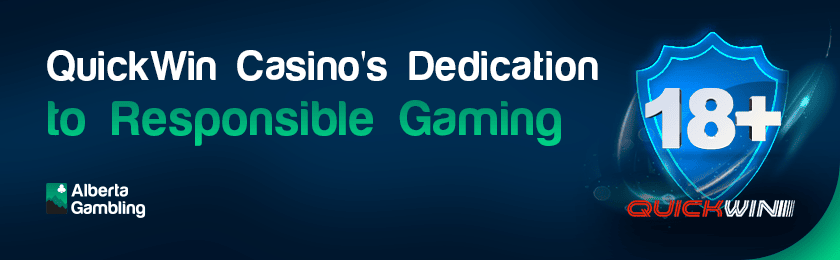 A shield with a 18+ logo for QuickWin casinos' responsible gaming