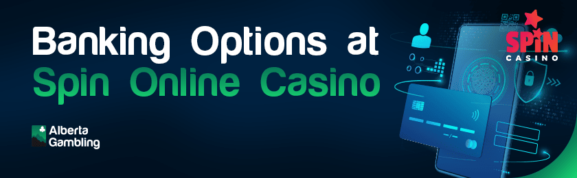 A mobile phone with an NFC card and some security features icon for banking options at Spin Online Casino