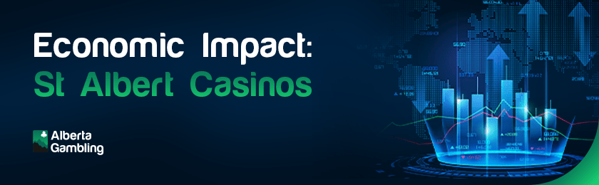 Some infographic bars and charts for economic impact of St Albert Casinos