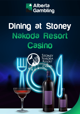 Cutlery and crockery with some fine wine for dining options at Stoney Nakoda Resort Casino