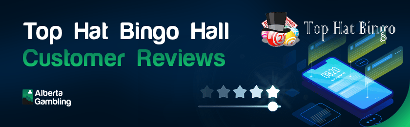 Some star ratings and comments on a mobile phone for customers reviews at Top Hat Bingo Hall