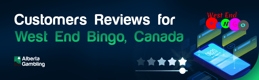 Mobile phone with message simulation for customers reviews for West End Bingo Canada